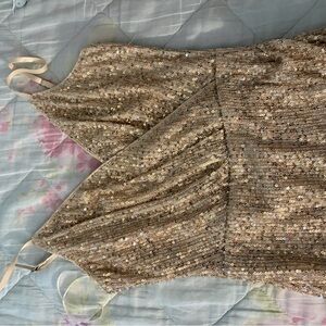 Fashion Nova Cream Satin Dress